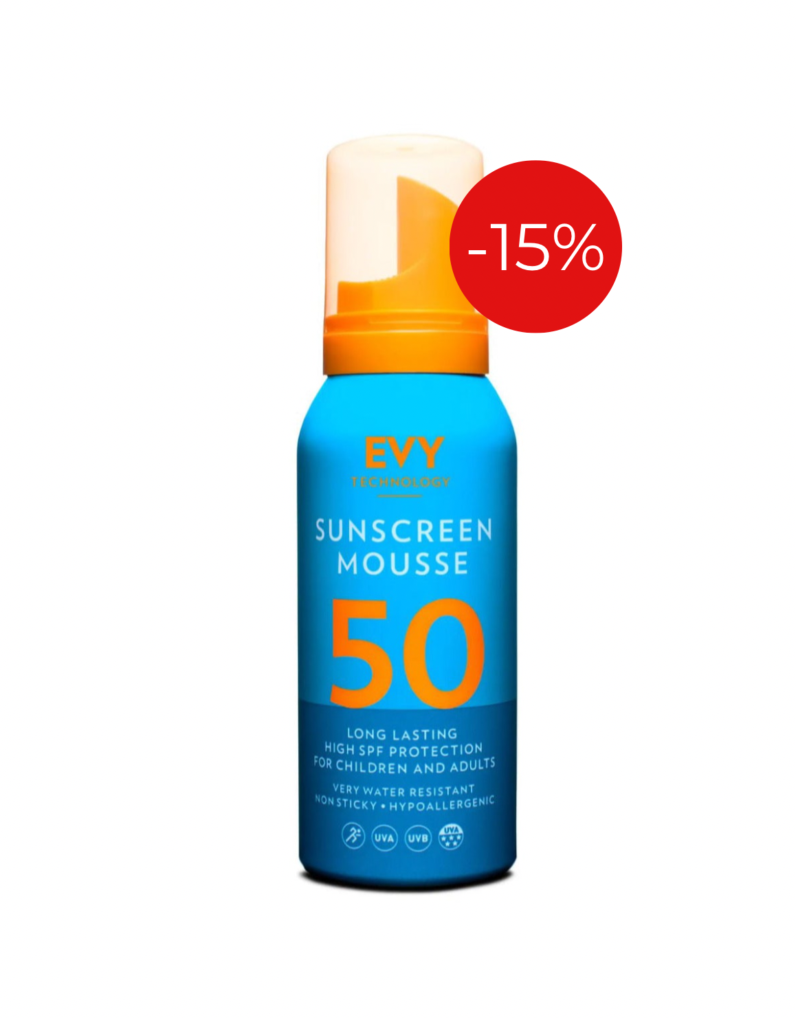 EVY Technology Sunscreen mousse SPF 50 - Сонцезахисний мус 100 ml