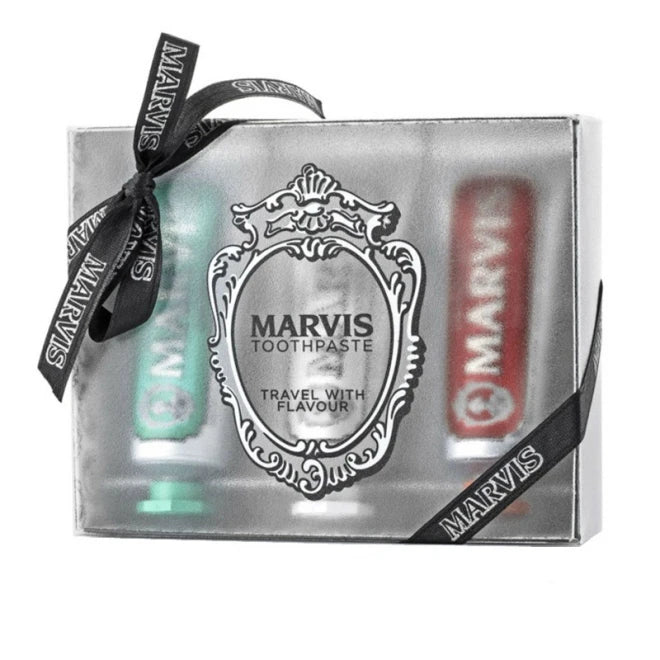Marvis 3 Flavours Box - Classic, Whitening, Cinnamon Toothpaste 25ml x 3 - Подарунковий набір із 3-х культових зубних паст